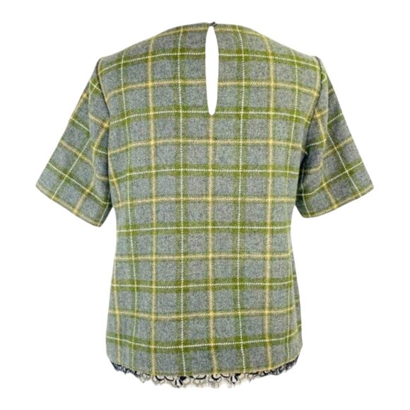 Banana Republic Wool Blend Plaid Short Sleeve Top Womens S - Picture 6 of 11